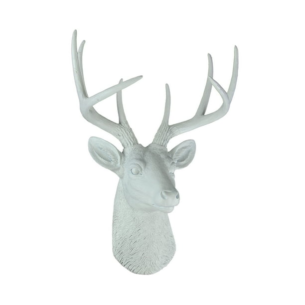Deer Head Buck Horns Wall Mounted Antler Trophy Faux Taxidermy Sculpture 